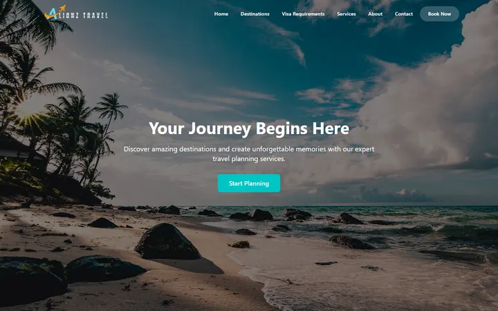 The Alionz Travel home page