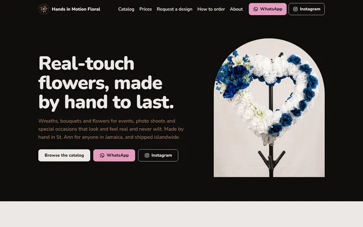 The Hands in Motion Floral home page